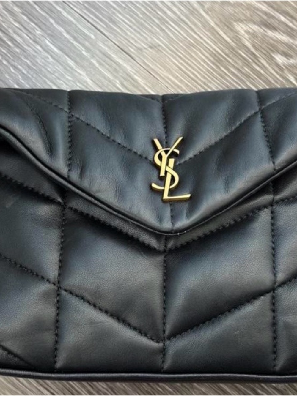 Saint Laurent Black Quilted Leather Envelope Shoulder Bag